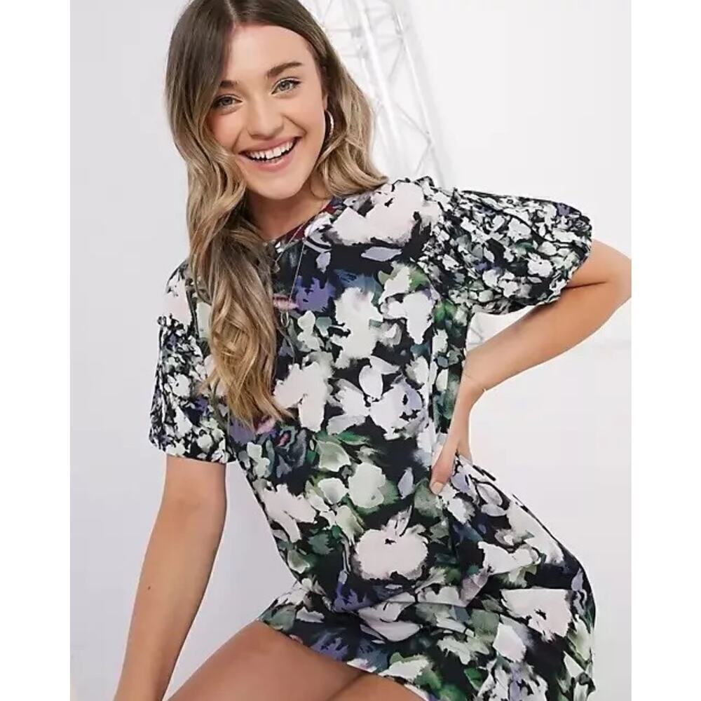B5 French‎ Connection Floral Mini Dress 6 Whimsical Swiftie Folklore Garden